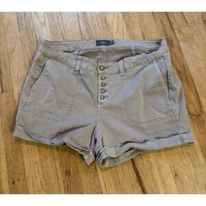 Women’s Torrid Button Fly Cuffed Chino Khaki Shorts Cotton Stretch Tan,  Size 18